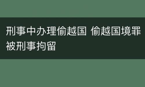 刑事中办理偷越国 偷越国境罪被刑事拘留