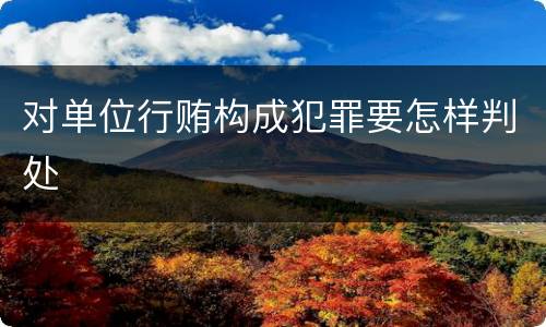 对单位行贿构成犯罪要怎样判处