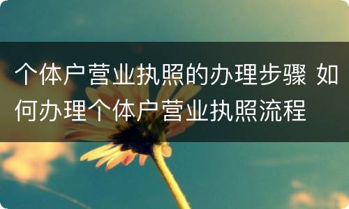 个体户营业执照的办理步骤 如何办理个体户营业执照流程