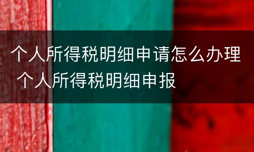 个人所得税明细申请怎么办理 个人所得税明细申报