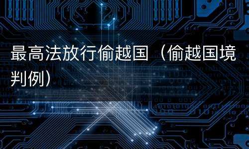 最高法放行偷越国（偷越国境判例）