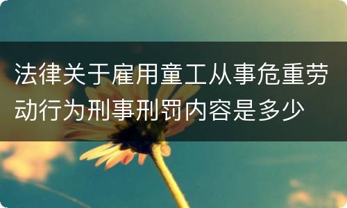 法律关于雇用童工从事危重劳动行为刑事刑罚内容是多少