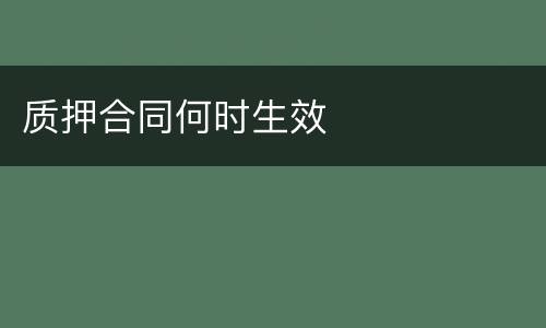 质押合同何时生效