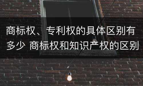 商标权、专利权的具体区别有多少 商标权和知识产权的区别