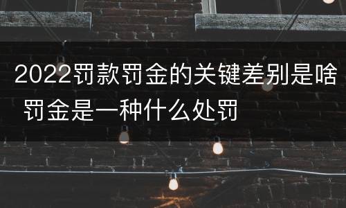 2022罚款罚金的关键差别是啥 罚金是一种什么处罚