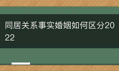 同居关系事实婚姻如何区分2022