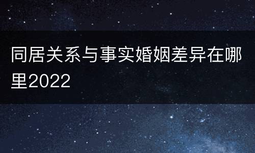 同居关系与事实婚姻差异在哪里2022