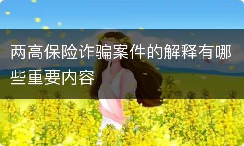 两高保险诈骗案件的解释有哪些重要内容