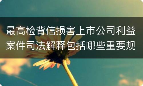 最高检背信损害上市公司利益案件司法解释包括哪些重要规定