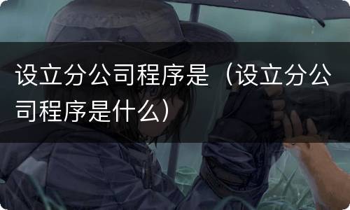 设立分公司程序是（设立分公司程序是什么）