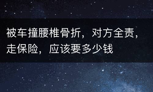被车撞腰椎骨折，对方全责，走保险，应该要多少钱