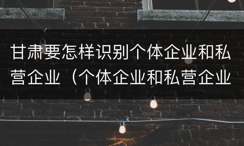 甘肃要怎样识别个体企业和私营企业（个体企业和私营企业有什么区别和联系）
