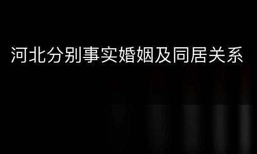 河北分别事实婚姻及同居关系