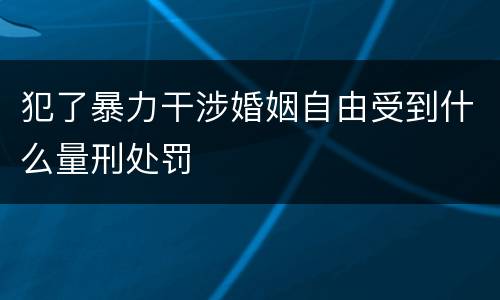 犯了暴力干涉婚姻自由受到什么量刑处罚