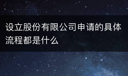 设立股份有限公司申请的具体流程都是什么