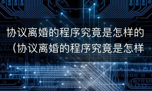 协议离婚的程序究竟是怎样的（协议离婚的程序究竟是怎样的呀）