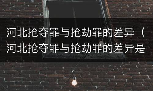 河北抢夺罪与抢劫罪的差异（河北抢夺罪与抢劫罪的差异是）