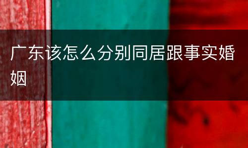 广东该怎么分别同居跟事实婚姻