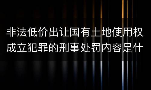 非法低价出让国有土地使用权成立犯罪的刑事处罚内容是什么