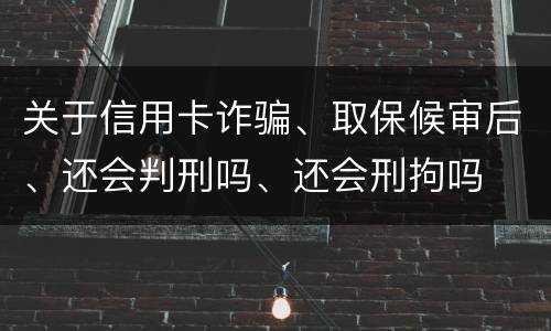 关于信用卡诈骗、取保候审后、还会判刑吗、还会刑拘吗