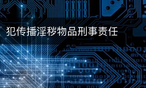 犯传播淫秽物品刑事责任