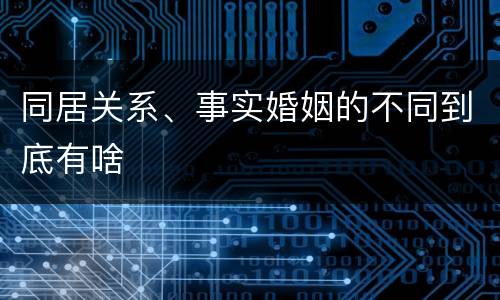 同居关系、事实婚姻的不同到底有啥