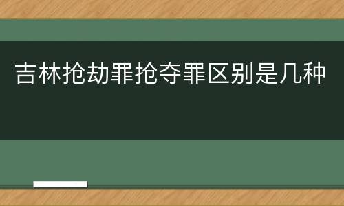 吉林抢劫罪抢夺罪区别是几种