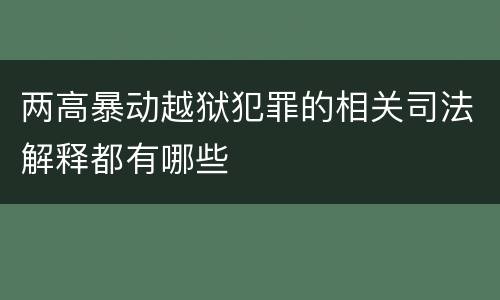 两高暴动越狱犯罪的相关司法解释都有哪些