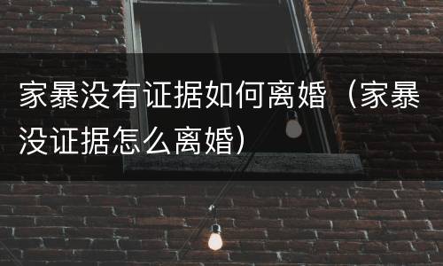 家暴没有证据如何离婚（家暴没证据怎么离婚）