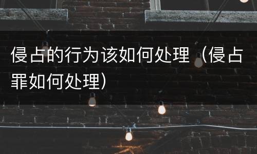 侵占的行为该如何处理（侵占罪如何处理）