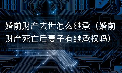 婚前财产去世怎么继承（婚前财产死亡后妻子有继承权吗）