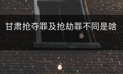 甘肃抢夺罪及抢劫罪不同是啥