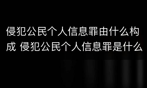 侵犯公民个人信息罪由什么构成 侵犯公民个人信息罪是什么
