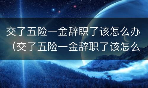 交了五险一金辞职了该怎么办（交了五险一金辞职了该怎么办手续）