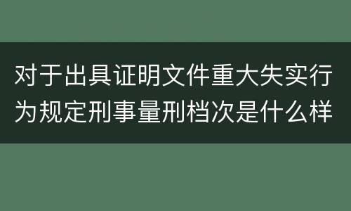 对于出具证明文件重大失实行为规定刑事量刑档次是什么样