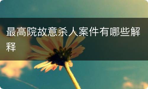 最高院故意杀人案件有哪些解释