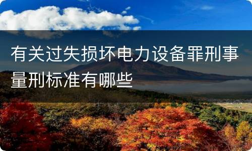 有关过失损坏电力设备罪刑事量刑标准有哪些