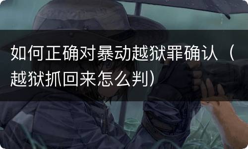 如何正确对暴动越狱罪确认（越狱抓回来怎么判）