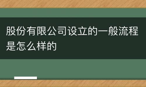 股份有限公司设立的一般流程是怎么样的