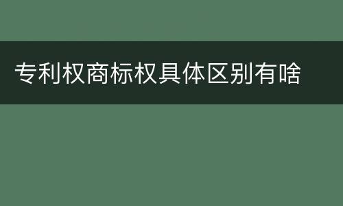 专利权商标权具体区别有啥