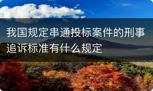 我国规定串通投标案件的刑事追诉标准有什么规定