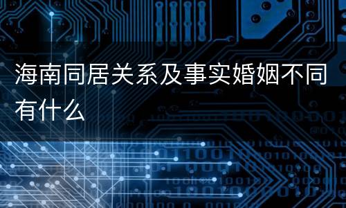 海南同居关系及事实婚姻不同有什么