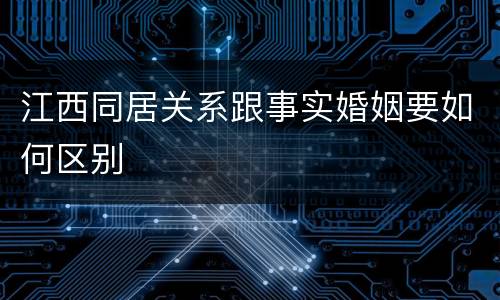 江西同居关系跟事实婚姻要如何区别