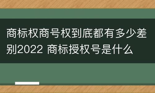 商标权商号权到底都有多少差别2022 商标授权号是什么