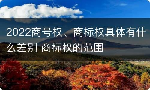 2022商号权、商标权具体有什么差别 商标权的范围