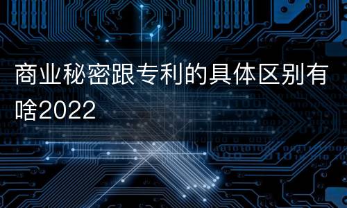 商业秘密跟专利的具体区别有啥2022