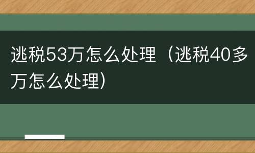 逃税53万怎么处理（逃税40多万怎么处理）