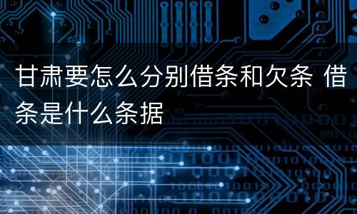 甘肃要怎么分别借条和欠条 借条是什么条据
