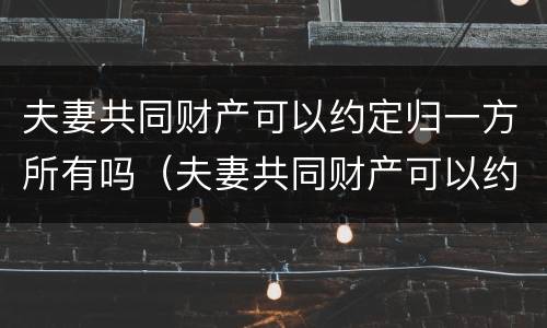 夫妻共同财产可以约定归一方所有吗（夫妻共同财产可以约定归一方所有吗）