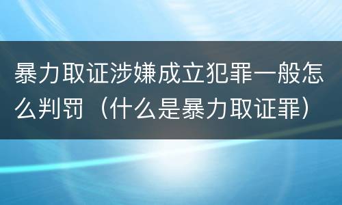 暴力取证涉嫌成立犯罪一般怎么判罚（什么是暴力取证罪）
